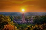 Angkor Wat Temple At Sunset, Siem Reap In Cambodia Stock Photo