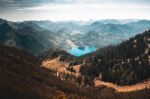 Blue Lake In The Middle Of The Mountains Stock Photo