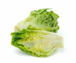 Lettuce Leaves Isolated On White Background Stock Photo