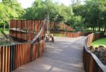 Wooden Walkway In The Park Stock Photo