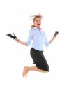 Businesswoman Jumping Stock Photo