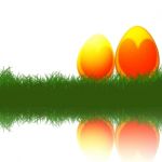 Colorful Easter Eggs Sitting On Grass Field Stock Photo