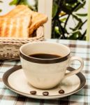 Coffee For Breakfast Represents Meal Time And Black Stock Photo