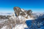 Deogyusan Mountains Is Covered By Morning Fog In Winter, Korea Stock Photo