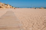 Wooden Walkway On Beach Stock Photo