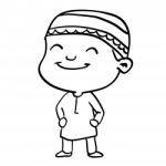 Sg171005-cartoon Smiley Muslim Boy- Sketch Stock Photo