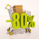 Shopping Cart And 80 Percent Stock Photo