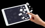 Digital Tablet With Application Icons Stock Photo