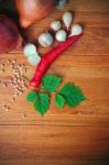 Eastern Spice Herb On Top Wood Table Stock Photo