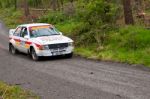 M. Sheedy Driving Ford Escort Stock Photo