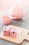 Steamed Cake On Wooden Plate Stock Photo