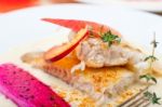 Sea Bream Fillet Butter Pan Fried Stock Photo