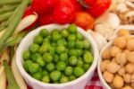 Variety Of Kitchen Ingredients With Fresh And Dried Legumes Stock Photo