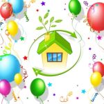 Balloons Home Represents Housing House And Residence Stock Photo