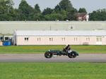 Vintage Car Driving Around Dunsfold Airfield Stock Photo