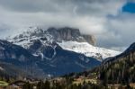 View Of The Mountain Above Moena Stock Photo