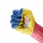 Moldova Flag On Clenched Fist Hand Stock Photo