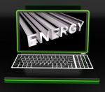 Energy On Laptop Showing Power Stock Photo