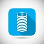 Money Coin Flat Long Shadow Icon Stock Photo