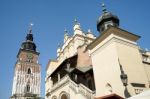 Town Hall Tower Market Square In Krakow Stock Photo