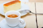 Italian Espresso Coffee And Cheese Cake Stock Photo