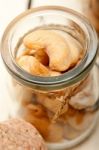 Cashew Nuts On A Glass Jar Stock Photo