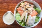 Salmon Tuna Salad With Cream Sauce Stock Photo