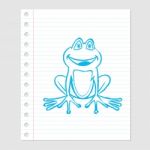 Illustration Of Frog Cartoon On Paper Sheet - Illustration Stock Photo