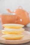 Traditional Thai Cookies On Wooden Plate Stock Photo