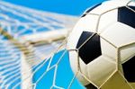 Soccer Ball In The Net Stock Photo