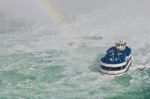 Beautiful Isolated Photo Of A Ship Near Amazing Niagara Waterfall Stock Photo