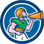 American Football Quarterback Bullhorn Cartoon Stock Photo