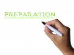 Preparation Word Means Readiness Preparedness And Foresight Stock Photo