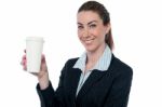 Business Lady Holding Beverage Stock Photo