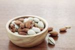 Almonds On Wood Floors Stock Photo