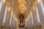 Interior View Of The Hallgrimskirkja Church In Reykjavik Stock Photo