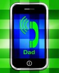 Call Dad On Phone Displays Talk To Father Stock Photo