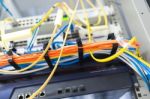 Fiber Optic With Servers In A Technology Data Center Stock Photo