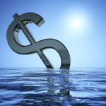 Dollar Sinking In Sea Stock Photo