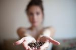 Young Woman In Caffe Stock Photo