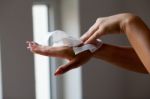 Clean Hands With Wet Wipes Stock Photo