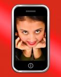 Teenage Asian Girl On Smartphone Stock Photo