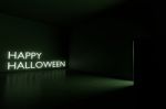 Happy Halloween In Dark Room 3d Render Stock Photo