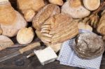 Fresh Assortment Of Baked Bread Varieties Stock Photo