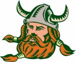 Viking Warrior Head Woodcut Stock Photo