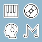 Music Line Icon Set Stock Photo