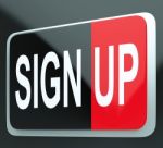 Sign Up Button Shows Members Stock Photo