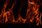 Beautiful Fire Flames On Black Background Stock Photo