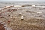 Storm At Sea In Winter Stock Photo