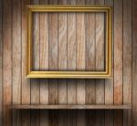 Picture Frame On Wood Wall Stock Photo